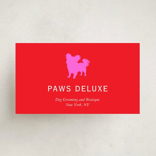 Modern Dog Grooming Silhouette Logo | Red Visitenkarte
