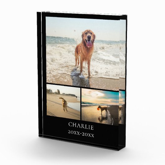 Modern Dog Keepsake Black Personalized Pet Collage Fotoblock (Rechts)