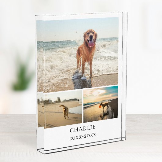 Modern Dog Keepsake Cute Personalized Pet Collage Fotoblock