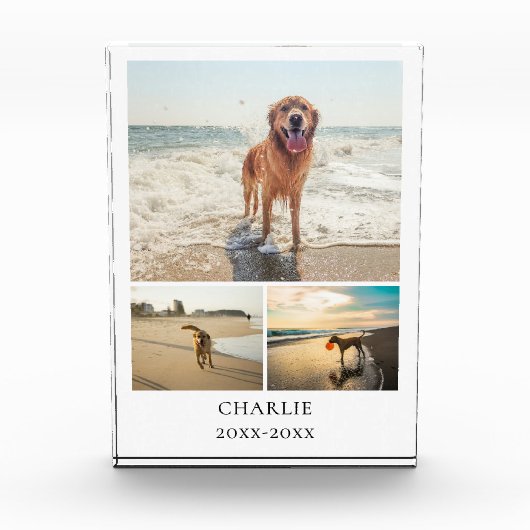 Modern Dog Keepsake Cute Personalized Pet Collage Fotoblock (Vorderseite)