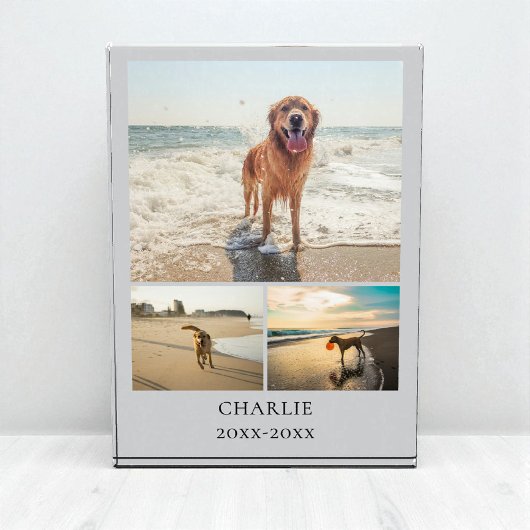 Modern Dog Keepsake Gray Personalized Pet Collage Fotoblock