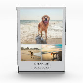 Modern Dog Keepsake Gray Personalized Pet Collage Fotoblock (Vorderseite)