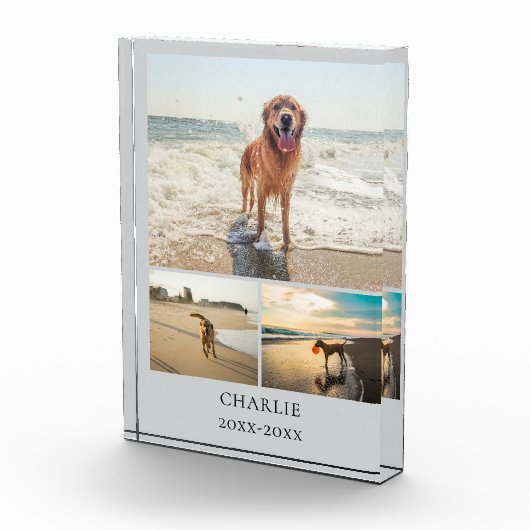 Modern Dog Keepsake Gray Personalized Pet Collage Fotoblock (Rechts)