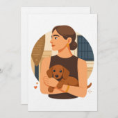 Modern Dog Mom Aesthetic With Cute Puppy Einladung (Vorne/Hinten)