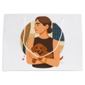 Modern Dog Mom Aesthetic With Cute Puppy Große Geschenktüte (Vorderseite)