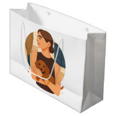 Modern Dog Mom Aesthetic With Cute Puppy Große Geschenktüte (Vorderseite Schrägansicht)