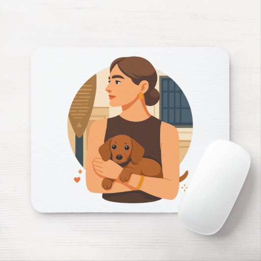 Modern Dog Mom Aesthetic With Cute Puppy Mousepad (Mit Mouse)
