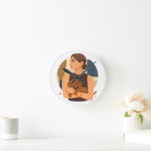 Modern Dog Mom Aesthetic With Cute Puppy Runde Wanduhr (Zuhause)