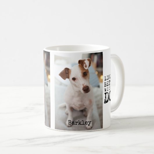 Modern Dog Pet Quote Photo Template Mug Kaffeetasse (VorderseiteRechts)