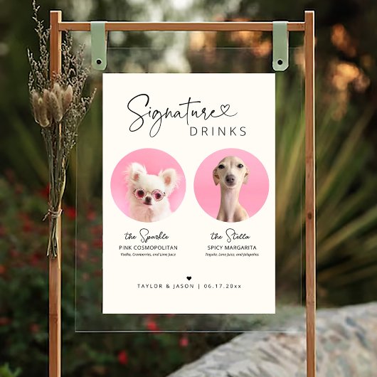 Modern Dog Signature Drinks | Wedding Sign Bar Poster