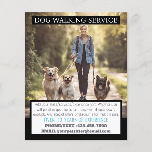 MODERN Dog Walker Pet Sitter Foto Kleine Unternehm Flyer (Vorne)
