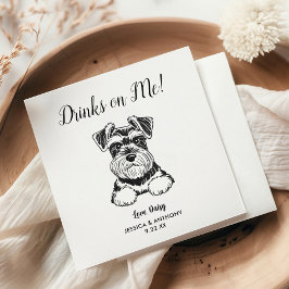 Modern Dog Wedding Cocktail Napkins  Serviette