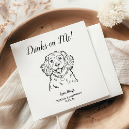 Modern Dog Wedding Cocktail Napkins  Serviette