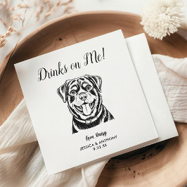 Modern Dog Wedding Cocktail Napkins  Serviette