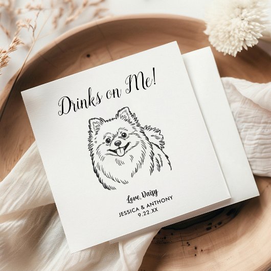 Modern Dog Wedding Cocktail Napkins  Serviette
