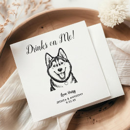 Modern Dog Wedding Cocktail Napkins  Serviette