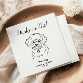 Modern Dog Wedding Cocktail Napkins  Serviette