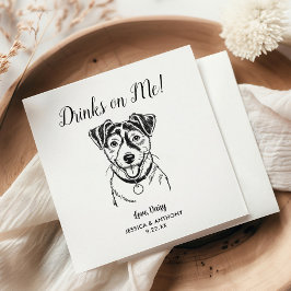 Modern Dog Wedding Cocktail Napkins  Serviette