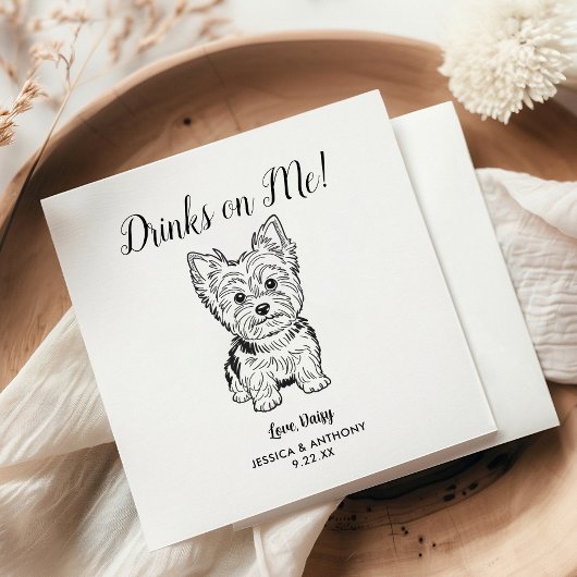 Modern Dog Wedding Cocktail Napkins  Serviette