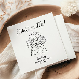 Modern Dog Wedding Cocktail Napkins  Serviette