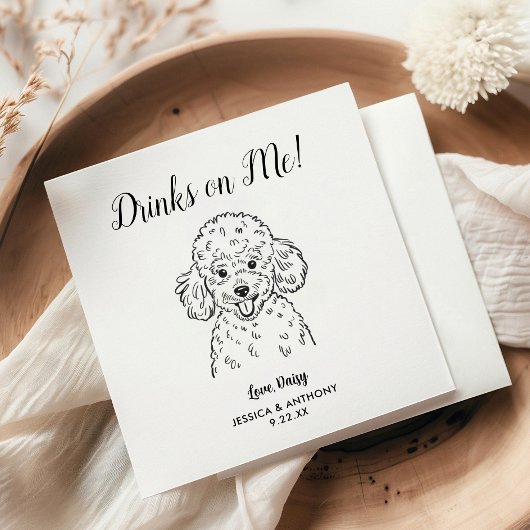 Modern Dog Wedding Cocktail Napkins  Serviette