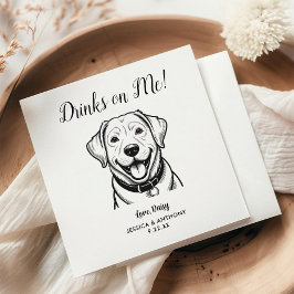 Modern Dog Wedding Cocktail Napkins  Serviette