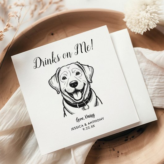 Modern Dog Wedding Cocktail Napkins  Serviette