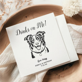 Modern Dog Wedding Cocktail Napkins  Serviette