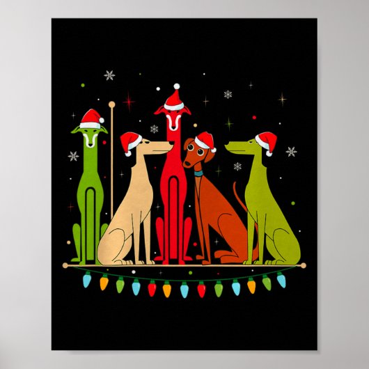 Modern Dogs 60s 70s 80s Style Funny Dogs Christmas Poster (Vorne)