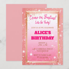 Modern Doll Pink Glitzer Geburtstag Einladung