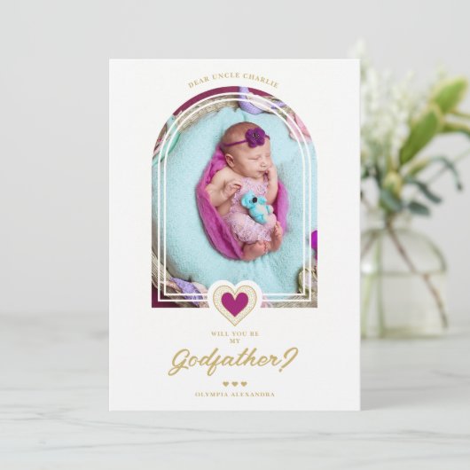 Modern Dome Purple Heart Golden Effect Godfather (Stehend Vorderseite)