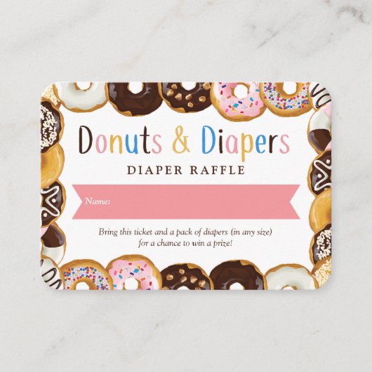 Modern Donuts & Diapers Baby Shower Sprinkl Raffle Begleitkarte (Vorderseite)