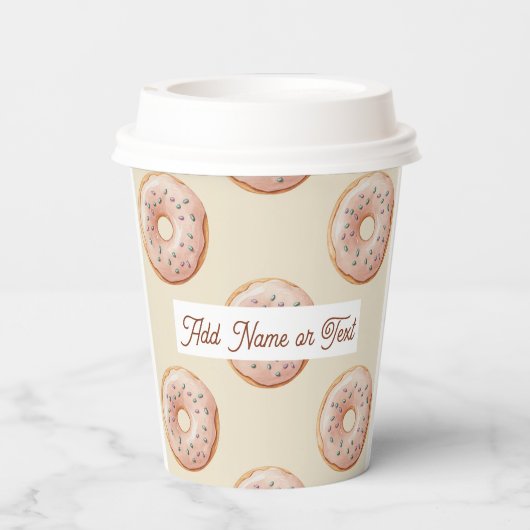 Modern Donuts Pattern With Name or Text Pappbecher (Rückseite)