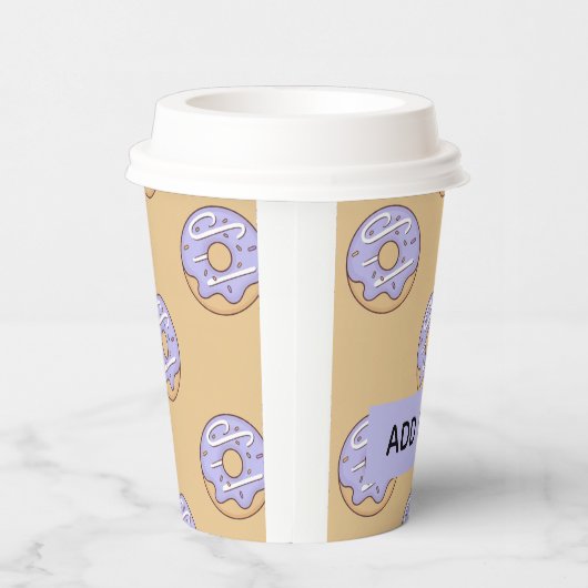 Modern Donuts Pattern With Name Pappbecher (Rechts)
