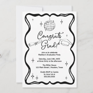 Modern doodle Congrats grad! Graduation Invitation Einladung