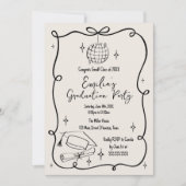 Modern doodle Graduation Invitation Einladung (Vorderseite)