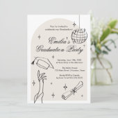 Modern doodle Graduation Invitation Einladung (Stehend Vorderseite)