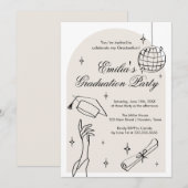 Modern doodle Graduation Invitation Einladung (Vorne/Hinten)