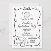 Modern doodle Graduation Invitation Einladung (Vorderseite)