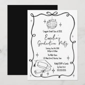 Modern doodle Graduation Invitation Einladung (Vorne/Hinten)