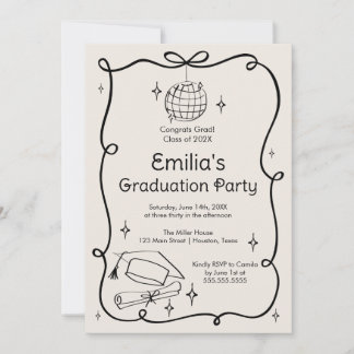 Modern doodle Graduation Invitation Einladung