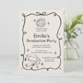 Modern doodle Graduation Invitation Einladung (Stehend Vorderseite)