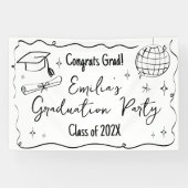 Modern doodle Graduation party backdrop  Banner (Horizontal)
