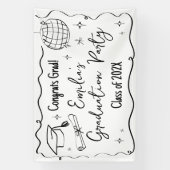 Modern doodle Graduation party backdrop  Banner (Vertikal)