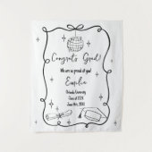 Modern doodle Graduation Welcome Sign Wandteppich (Vorderseite)