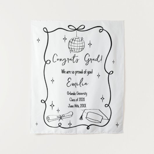 Modern doodle Graduation Welcome Sign Wandteppich (Vorderseite)