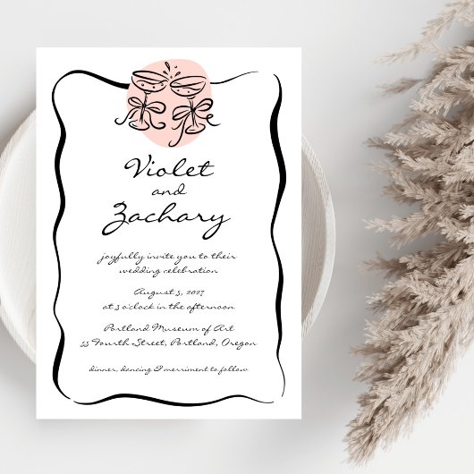 Modern Doodle Wedding Einladung