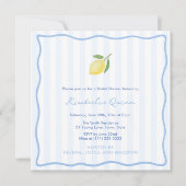 Modern Doodles And Stripes Lemon Bridal Shower Einladung (Vorderseite)