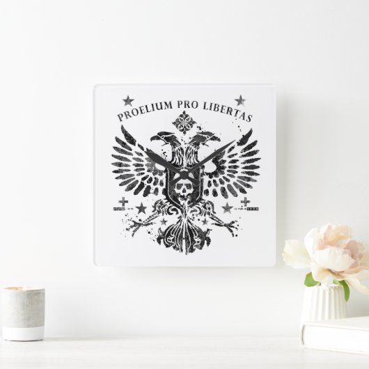 Modern Double Head Eagle Quadratische Wanduhr (Zuhause)