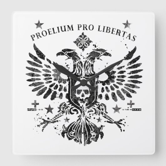 Modern Double Head Eagle Quadratische Wanduhr (Vorderseite)